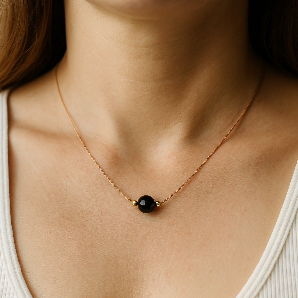 Obsidian Halskette - Perlenanhänger