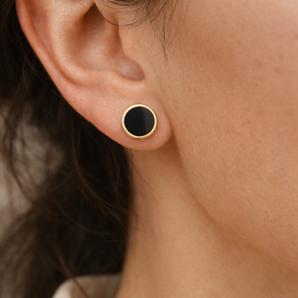 Obisidian Ohrringe - Kreismedallion