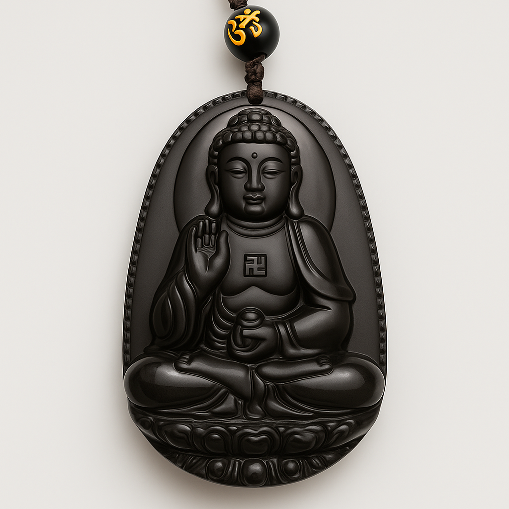 Obsidian Halskette - Buddhas Sonne