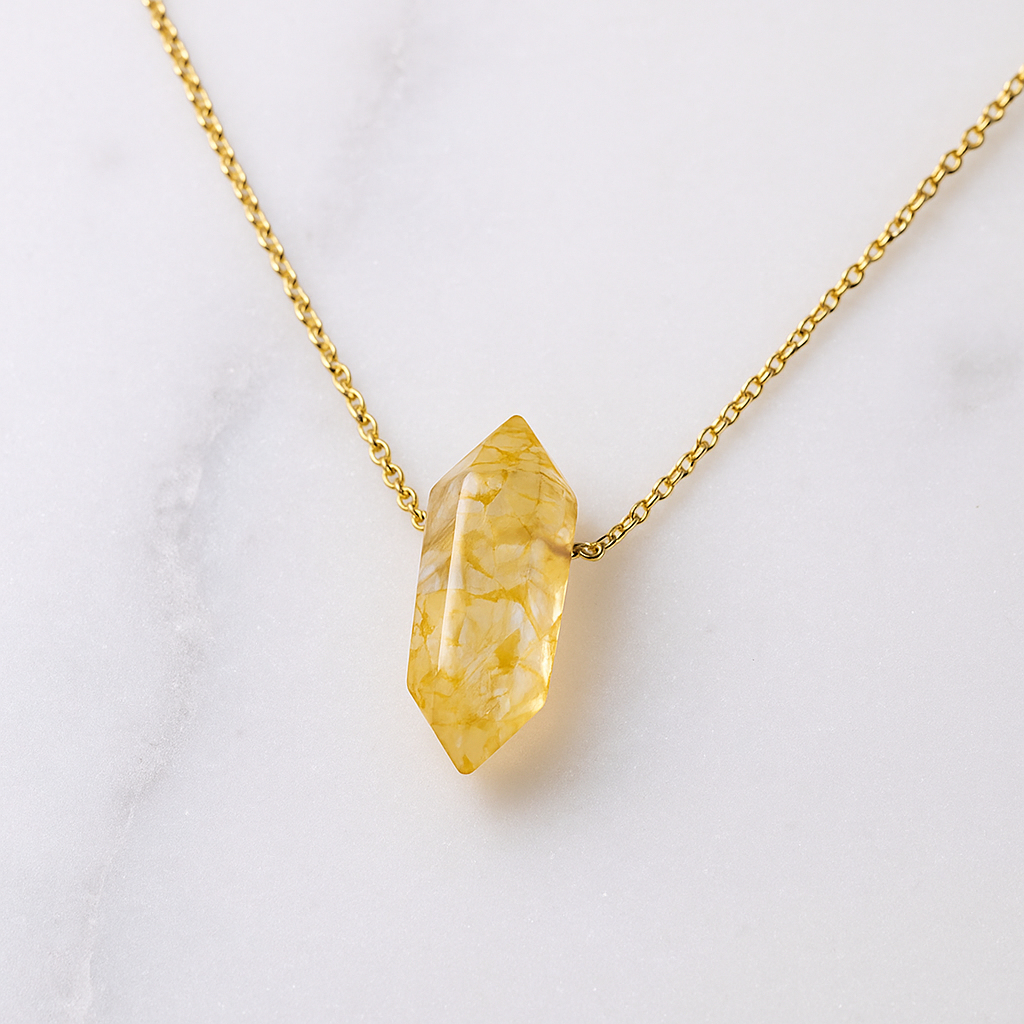 Citrin Halskette - Hexagon Anhänger