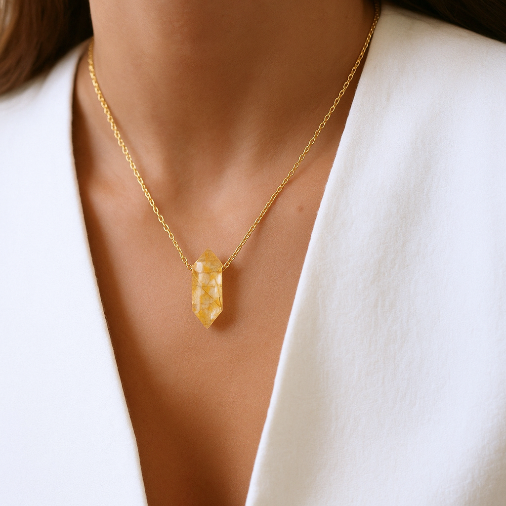 Citrin Halskette - Hexagon Anhänger