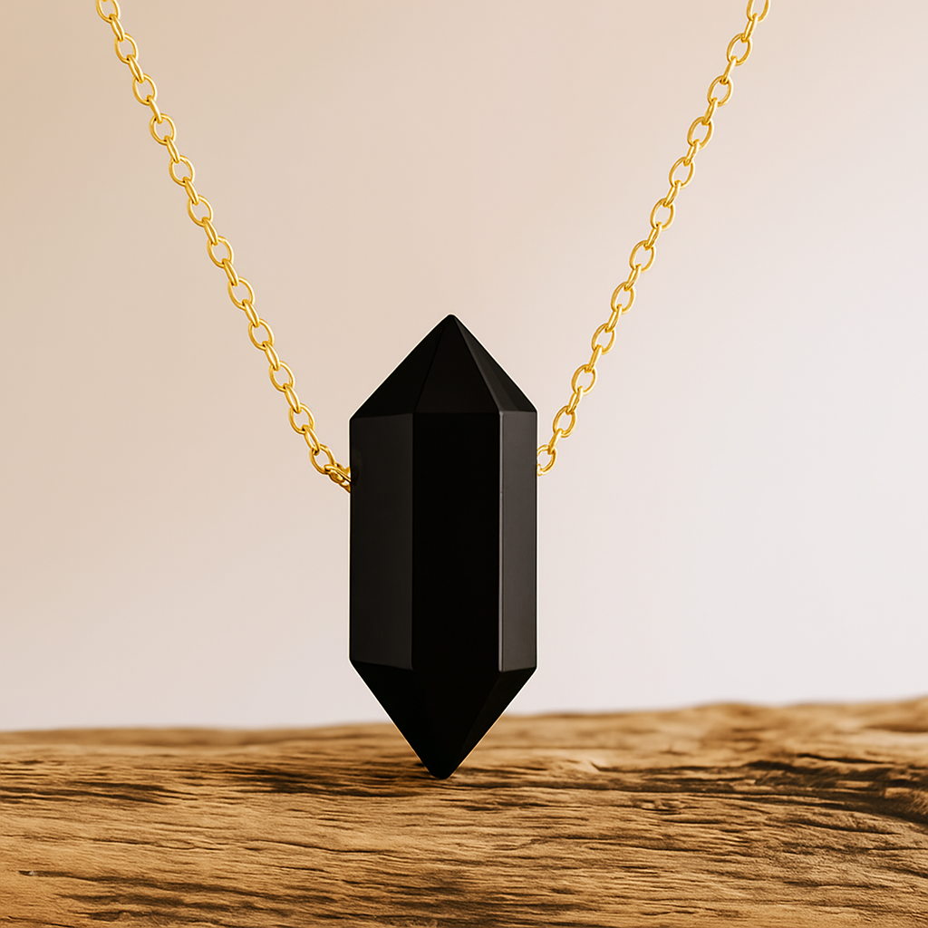 Obsidian Halskette - Hexagon Anhänger