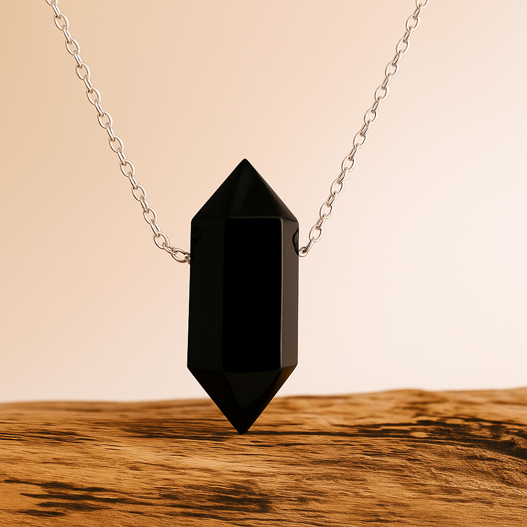 Obsidian Halskette - Hexagon Anhänger