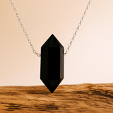 Obsidian Halskette - Hexagon Anhänger