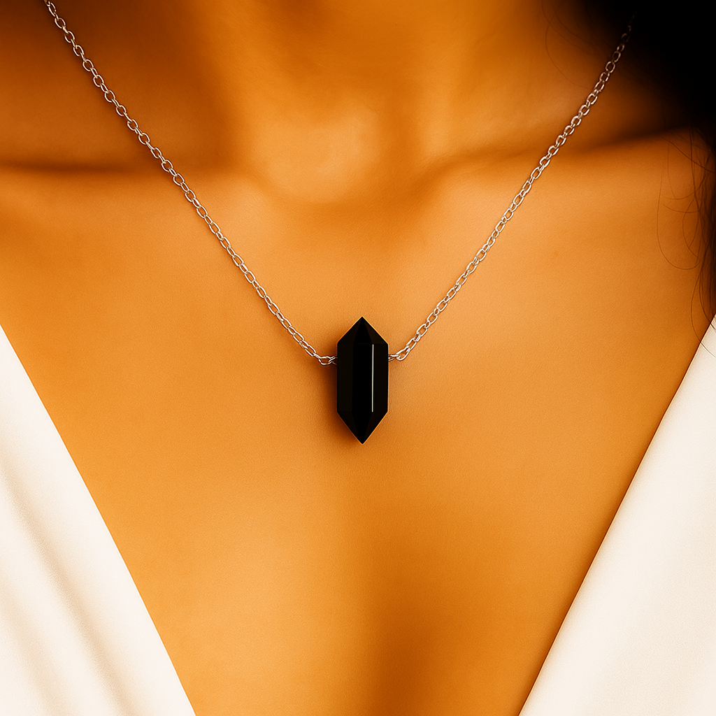 Obsidian Halskette - Hexagon Anhänger