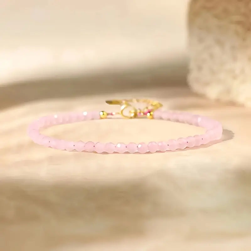 Rosenquarz Armband - Perlen geschliffen