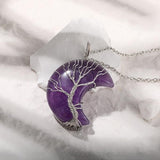 Lebensbaum Halskette - Amethyst Halbmond