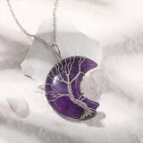 Lebensbaum Halskette - Amethyst Halbmond
