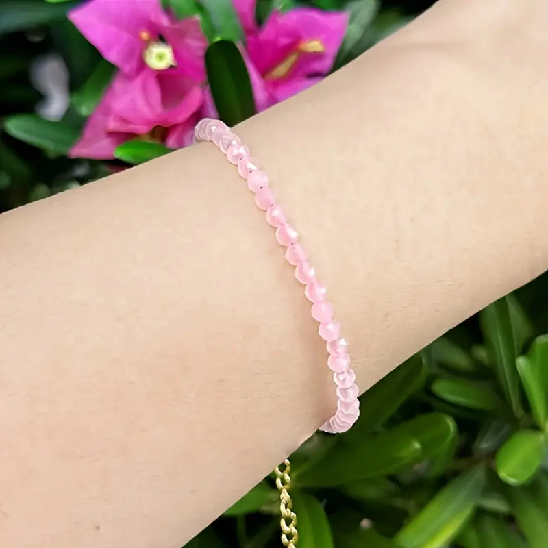 Rosenquarz Armband - Perlen geschliffen