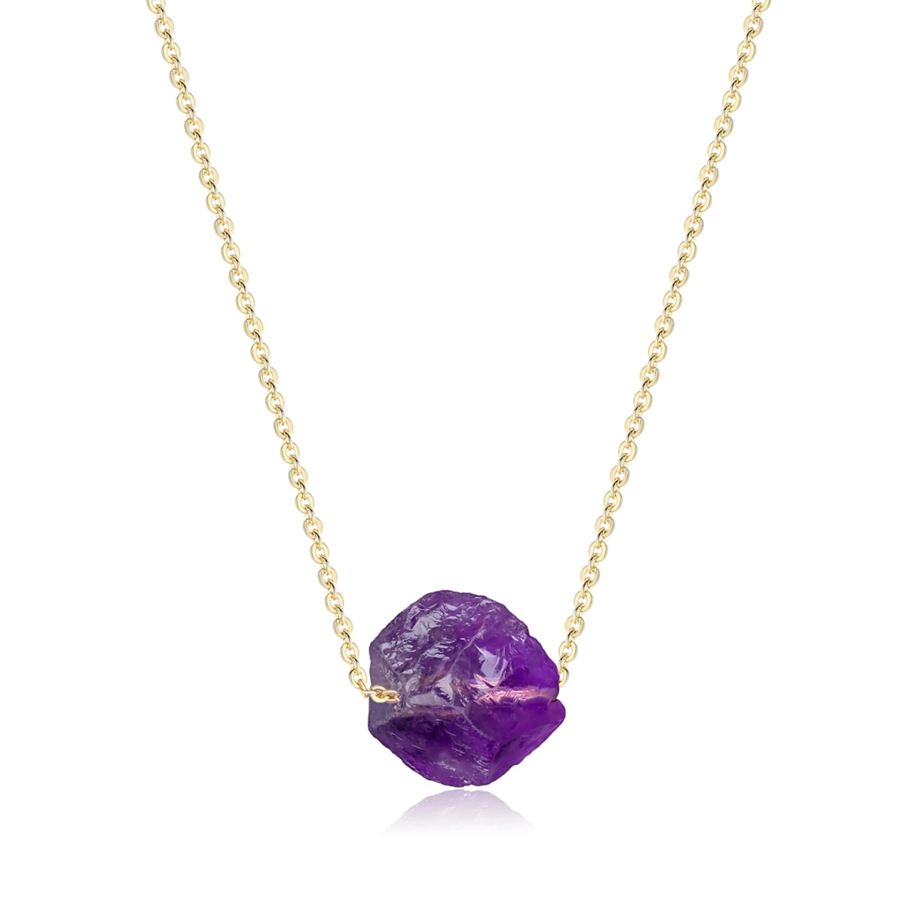 Amethyst Halskette - Unbearbeitet S925 Silber Goldlegierung