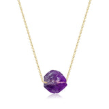 Amethyst Halskette - Unbearbeitet S925 Silber Goldlegierung