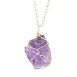 Amethyst Halskette - Naturstein mit Kupferdraht