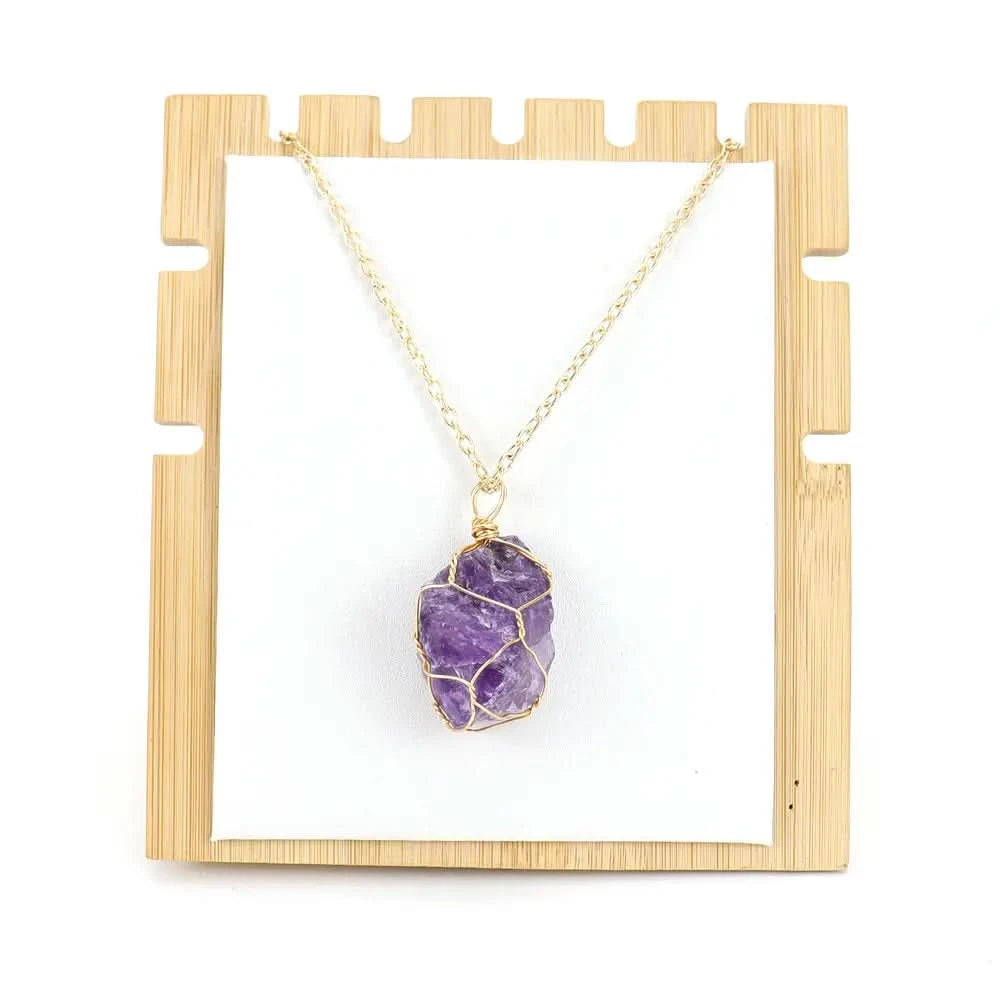 Amethyst Halskette - Naturstein mit Kupferdraht