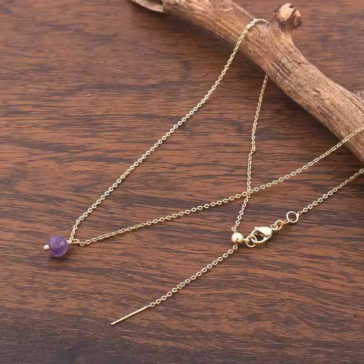 Amethyst Halskette - Natürlich mit Rundschliff