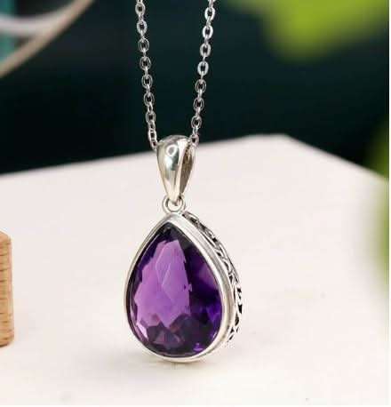 Amethyst Halskette - Perlenanhänger S925 Silber
