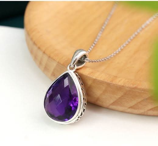 Amethyst Halskette - Perlenanhänger S925 Silber