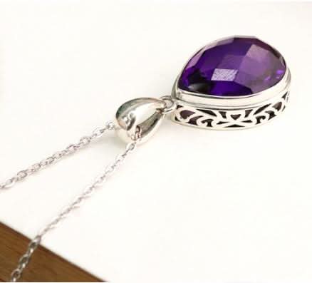 Amethyst Halskette - Perlenanhänger S925 Silber