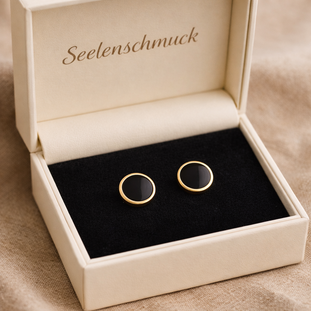 Obisidian Ohrringe - Kreismedallion