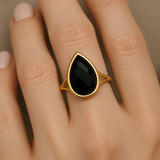 Schwarzer Onyx Ring - Nachtzauber