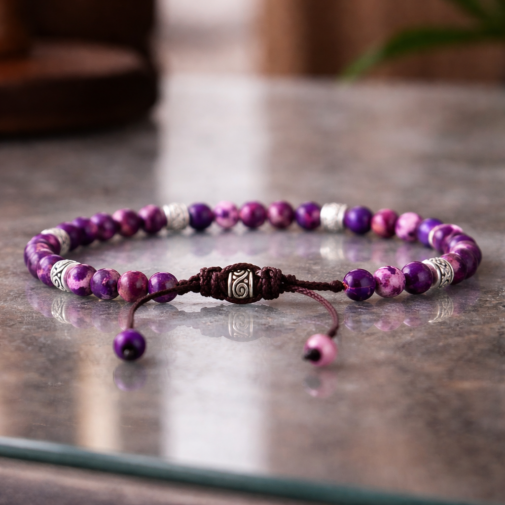Tibetisches Energie Armband - Violetter Jaspis