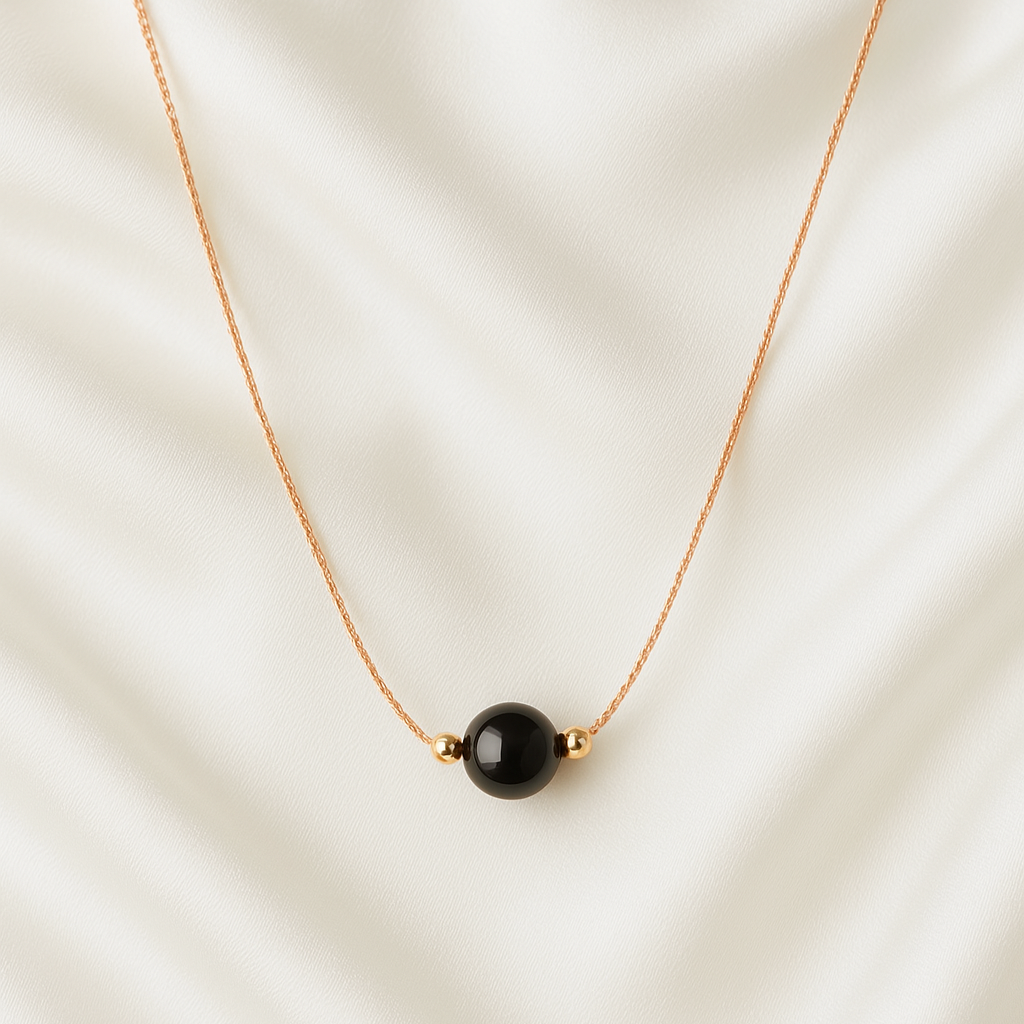 Obsidian Halskette - Perlenanhänger