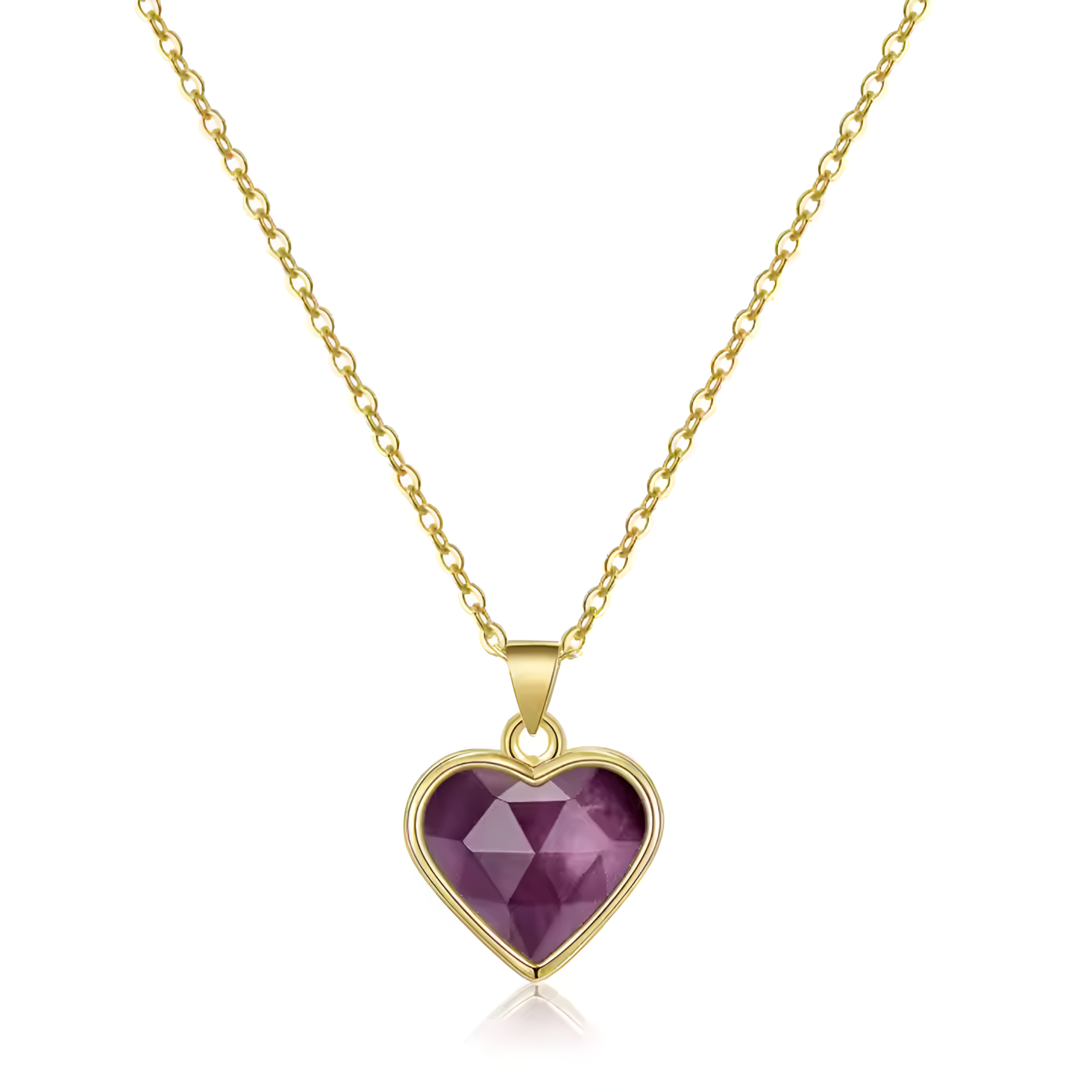 Amethyst Halskette - Herz Medallion S925 legiert