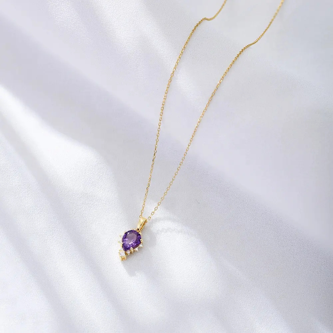 Amethyst Halskette - Naturstein mit Kristallen