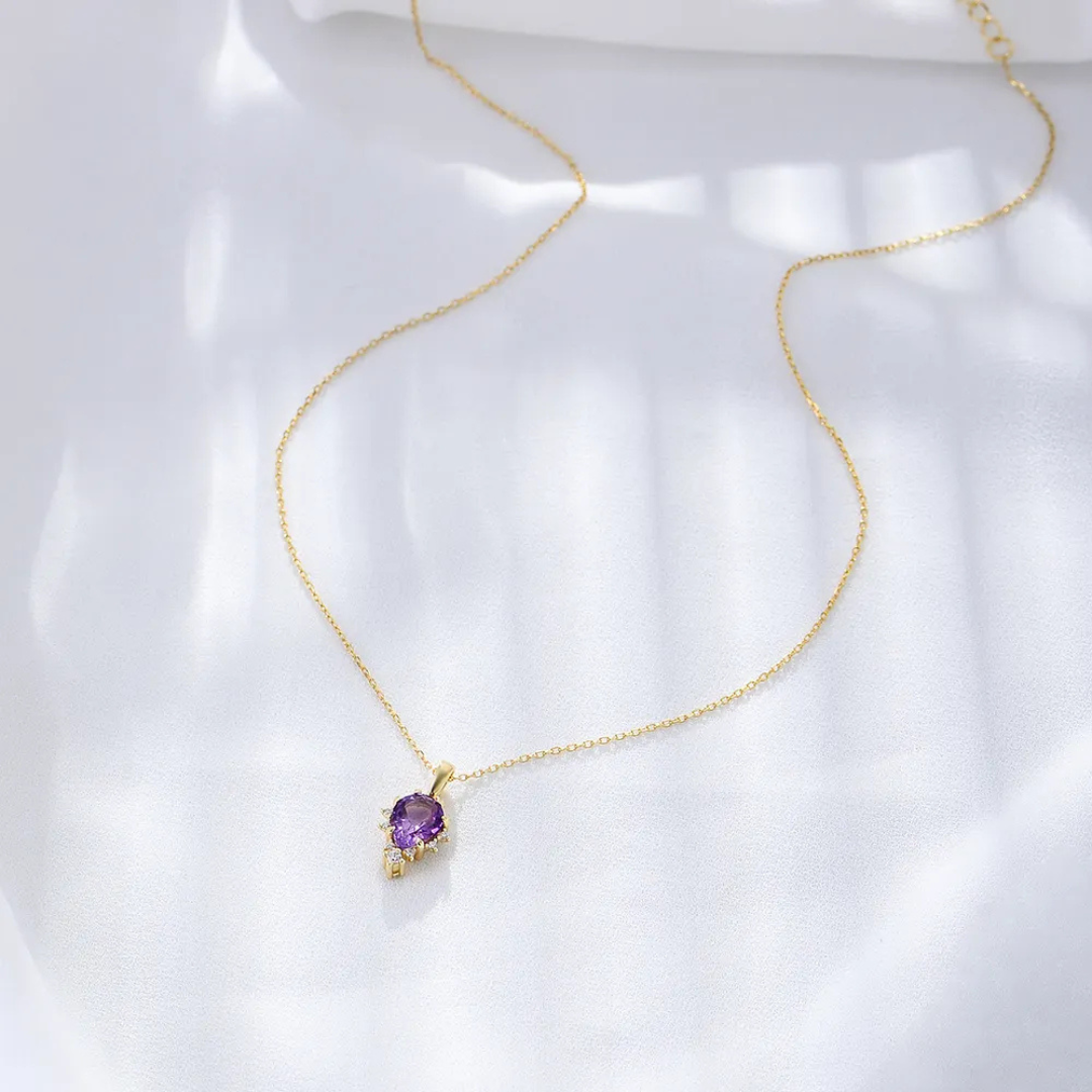 Amethyst Halskette - Naturstein mit Kristallen