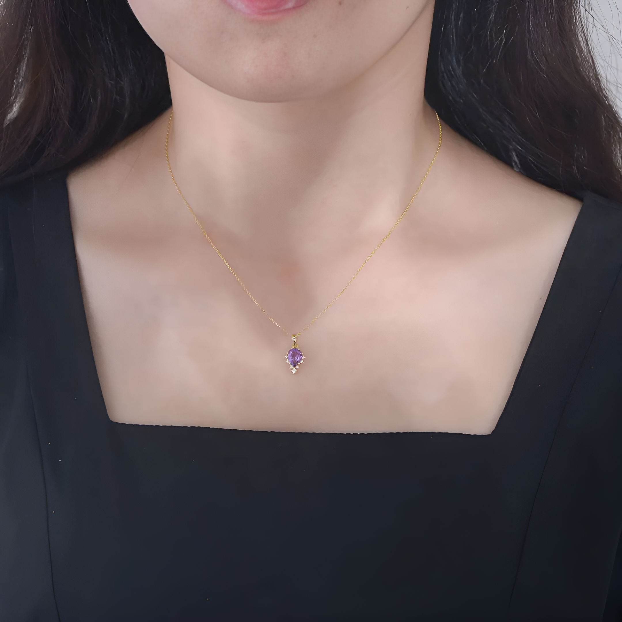 Amethyst Halskette - Naturstein mit Kristallen