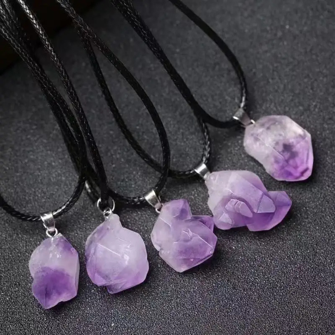 Amethyst Halskette - Unbearbeiteter Naturstein