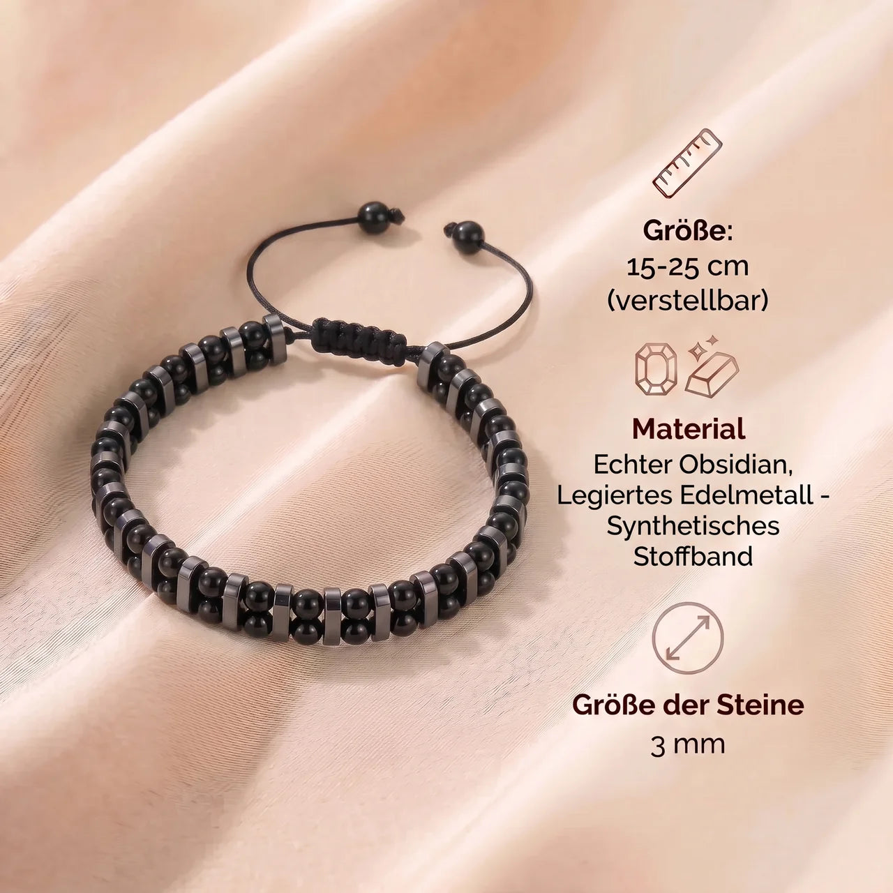Obsidian Armband - Eiserner Schutz