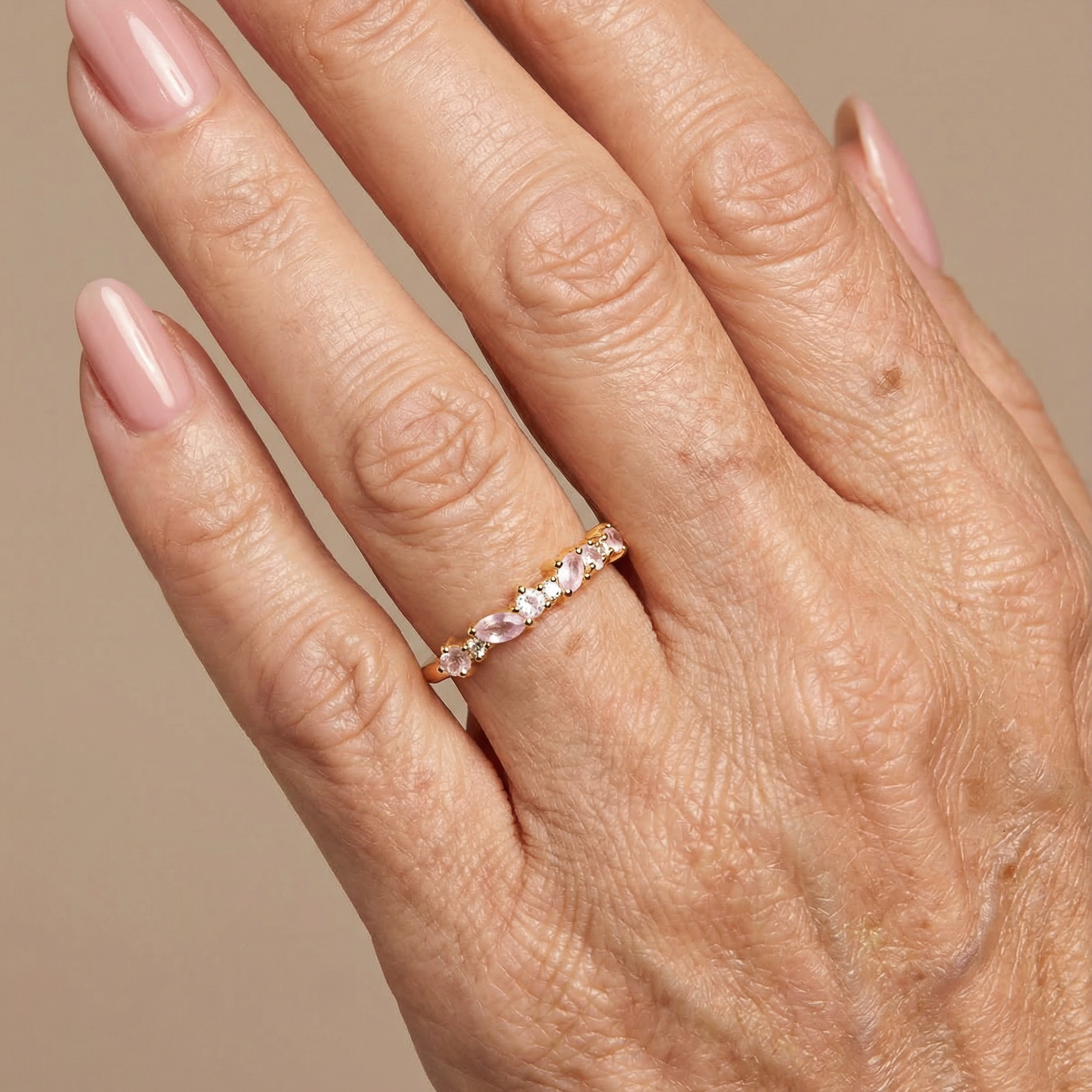 Rosenquarz Ring - Natursteine