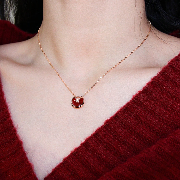 Karneol Halskette - Kreismedallion
