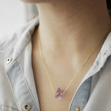 Amethyst Halskette - Unbearbeitet S925 Silber Goldlegierung