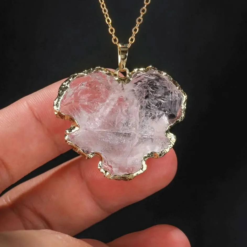 Bergkristall Halskette - Naturmedallion umrandet