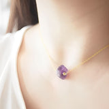 Amethyst Halskette - Unbearbeitet S925 Silber Goldlegierung