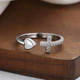 Zirkon Ring - Kreuz & Herz