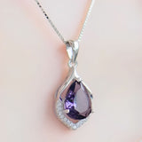 Amethyst Halskette - S925 Silber mit Kristallen
