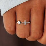 Zirkon Ring - Kreuz & Herz