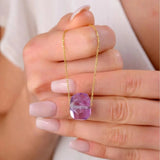 Amethyst Halskette - Unbearbeitet S925 Silber Goldlegierung