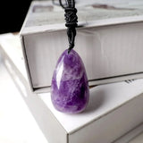 Amethyst Halskette - Perle mit Stoffkette