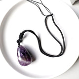 Amethyst Halskette - Perle mit Stoffkette