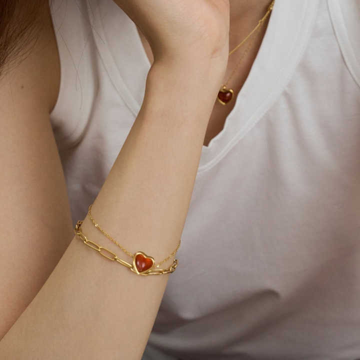 Karneol Armband - Herz Anhänger