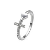 Zirkon Ring - Kreuz & Herz
