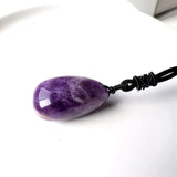 Amethyst Halskette - Perle mit Stoffkette