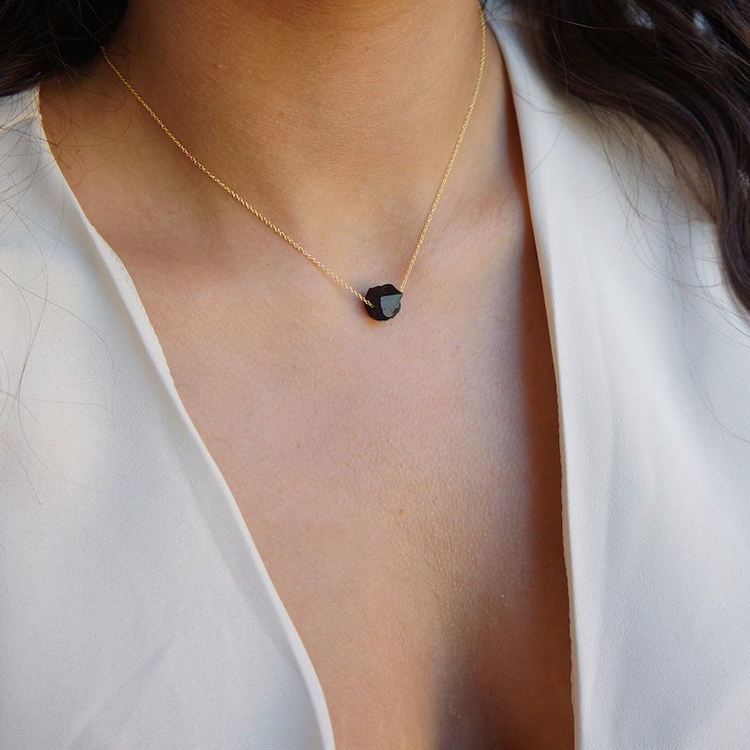 Turmalin Halskette - Rohstein Gold legiert