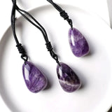 Amethyst Halskette - Perle mit Stoffkette