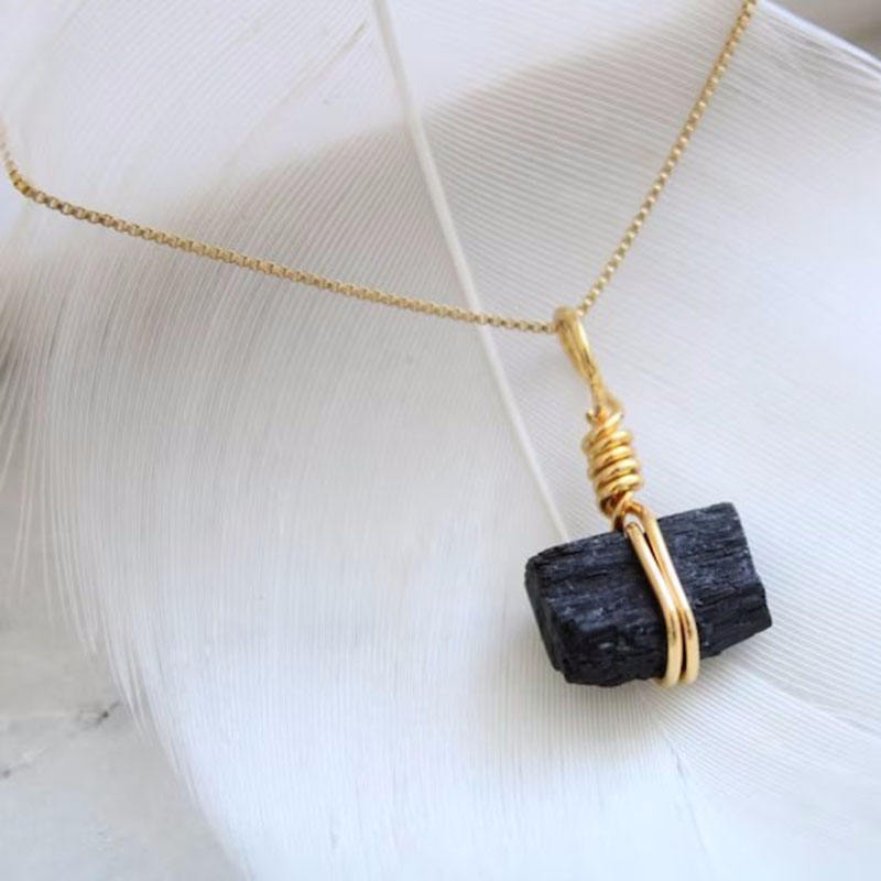 Turmalin Halskette - Naturbelassen  Gold legiert