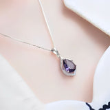 Amethyst Halskette - S925 Silber mit Kristallen