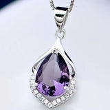 Amethyst Halskette - S925 Silber mit Kristallen